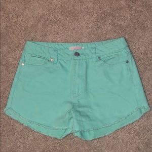 Charlotte Russe Mint Green/Teal Jean Shorts